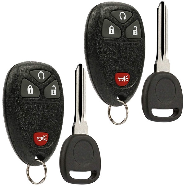 Car Key Fob Keyless Entry Remote with Ignition Key fits Chevy Silverado Avalanche Traverse / GMC Sierra Acadia / Pontiac Torrent / Suzuki XL-7, Set of 2