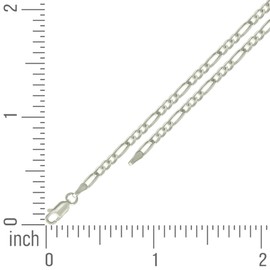 JewelryWeb 925 Sterling Silver Solid Classic Figaro-Silver Plated 3.0mm Anklet 9 Inch-Anklet for Women