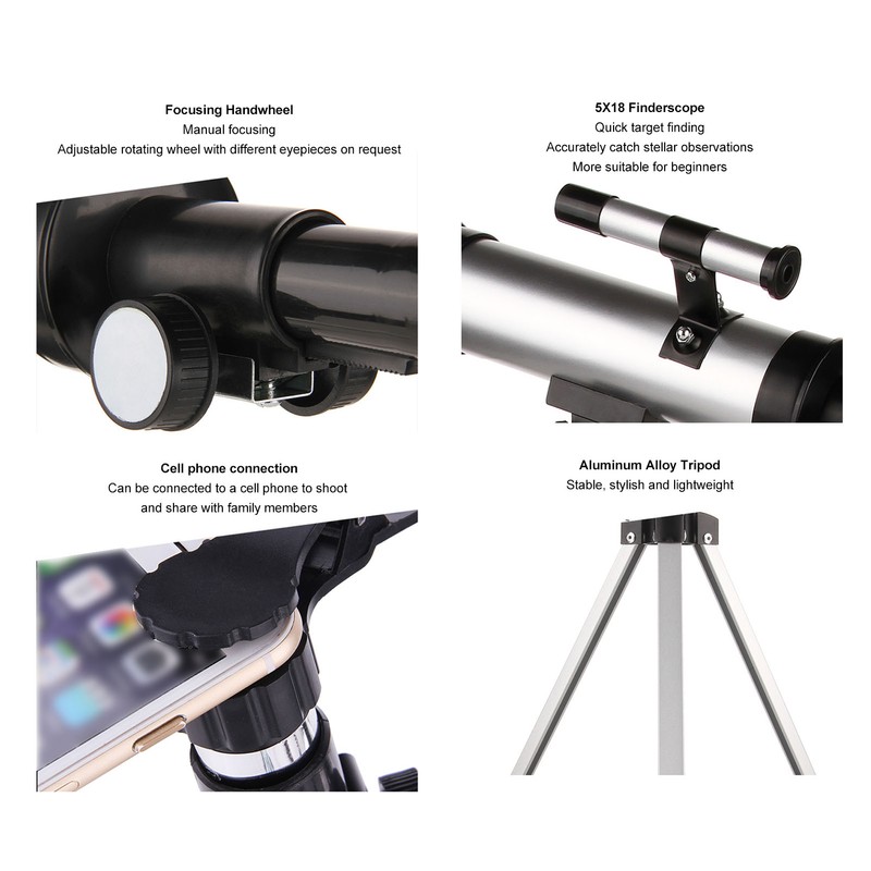 Refractor Telescope HD 90x Compact Astronomical Telescope with Finderscope 2
