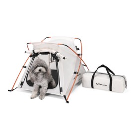 Dog Tent Cat Tent with Aluminum Poles and Camping Mat, Outdoor Waterproof Pet Tent with Zippered Mesh Door, Dog House, Cat House, Pet Playpen, Portable and Collapsible (White, Small)
