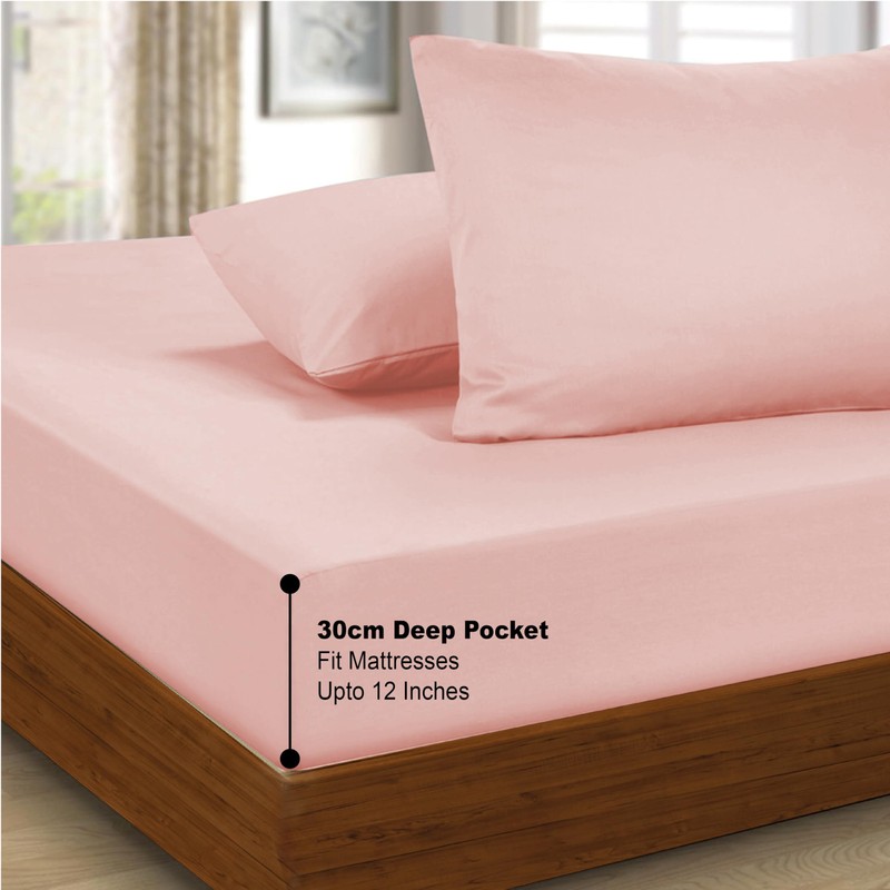 Funky Gadgets Double Fitted Sheet Blush Pink Deep Pocket 12