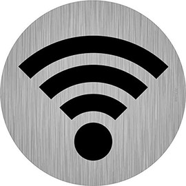 immi 4x WLAN/Wifi Sign, Sticker with 95 mm Diameter, Round, Stainless Steel Look