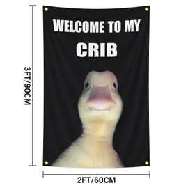 Welcome to My Crib Flag 2x3 Feet(60x90cm) Funny Flagfor Room Durable Man Cave Wall Flag with Brass Grommets for College Dorm Room Decor,Outdoor,Parties.
