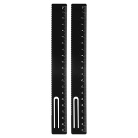 QUARKZMAN Set of 2 Straight Rulers 20 cm Metric Metal Aluminium Alloy Measuring Bookmark Clip Ruler Scale Tool for Measuring Studying Reading Classroom Office Black