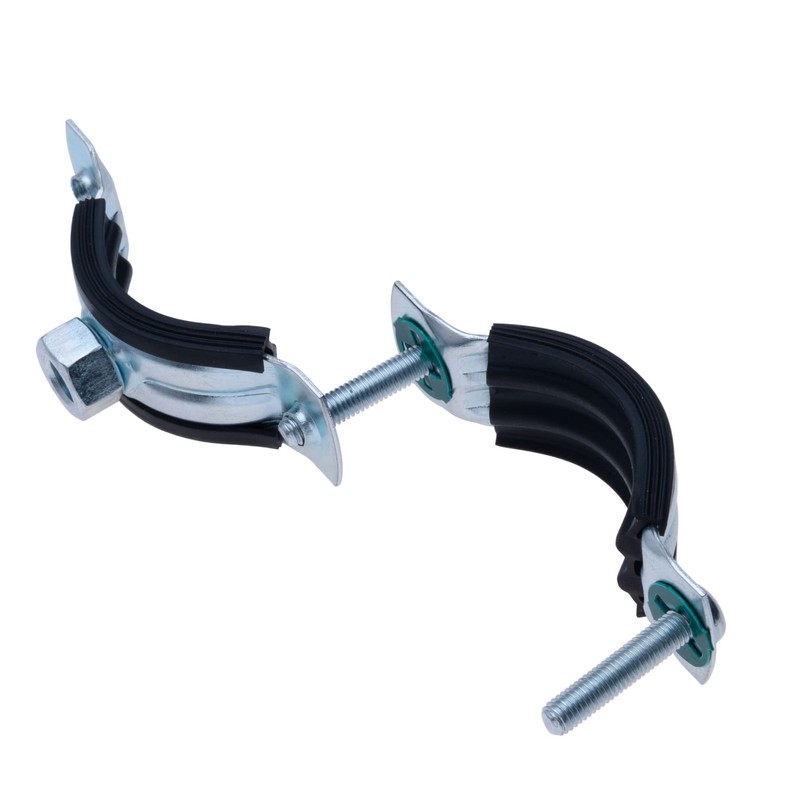 47-52 mm Pipe Clamp with Black Rubber Lining, Two-Part Pipe