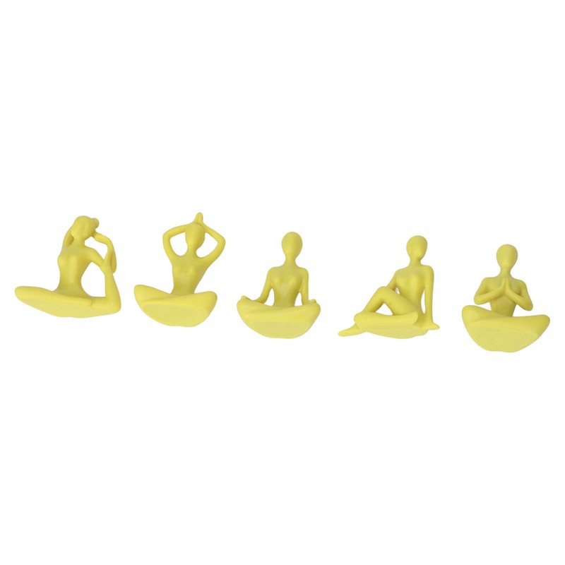 5 Pcs Yoga Statue Simple Style Yellow Attractive Decorative Durable