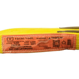 Heavy Duty Tow Strap with Reinforced Loops, 2 inch Width x 30 Feet, Yellow