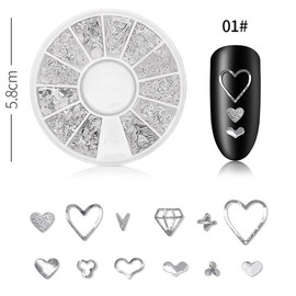 Kingsie Nail Studs Metal Parts Nail Parts Summer Gel Nail Art Resin Handmade 6 Case Set (Silver)