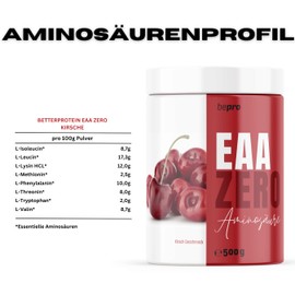 betterprotein betterprotein - Premium EAA Zero C Alle essentiellen Aminos?uren mit hohem BCAA Gehalt. Hochdosiert - 500 g Pulver (50 Portionen) (Kirsch)