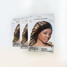 First Line LOT OF 3 Firstline Evolve Luxe SATIN BRAID BONNET EXTRA LARGE Night Cap Leopard