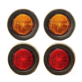 2 Amber 2 Red LED 2" Round Clearance/side Marker Light Kits with Light, Grommet and Wire Pigtail Truck Trailer Rv Pack of 4