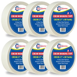 General Purpose Masking Tape, Beige. Easy-Tear, Pro-Grade Removable Painters Tape Great for Home, Office. Clean, Drip-Free Painting with Wide Paper Rolls (1" x 60 Yards (6 Rolls/Order))