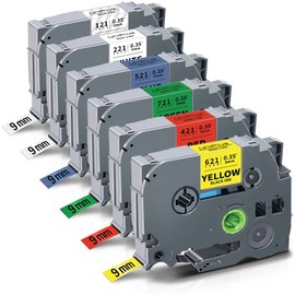 UniPlus Compatible 9mm Tze Label Tape Replacement for Brother P-Touch Laminated Tze-121 Tze-221 Tze-421 Tze-521 Tze-621 Tze-721 Work with Brother PT-P300BT PT-H105 PT-1000 PT-H110 PT-H100LB PT-D200