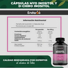 Suplemento Nutricional Endaroo Inositol Myo Chiro 240 Cápsulas