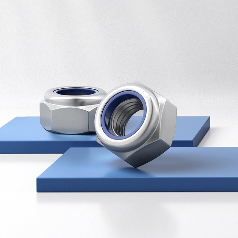 M8 Nylock Nuts, Nylon Insert Lock Nuts, 304 Stainless Steel,