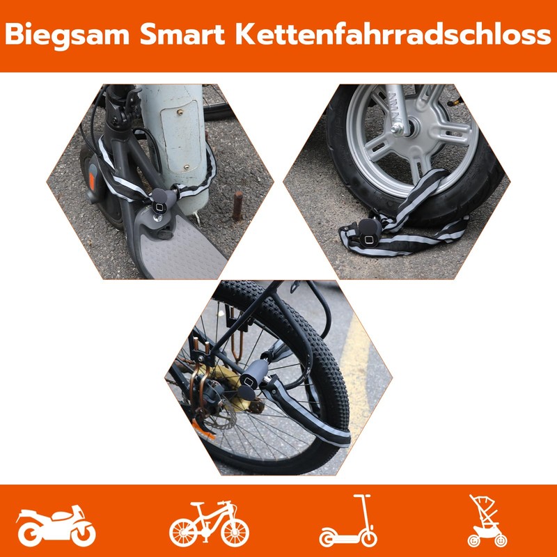 Eseesmart Fingerprint Chain Lock Bicycle Lock Fingerprint with Fingerprint Phone