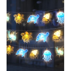AceList Ocean String Lights 20LED –9.84 FT Sea Turtle & Ocean Creatures Beach Decor Fairy Light for Christmas, Bedroom, Classroom, Party, Home Decorations