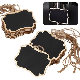 20 Pack Chalkboard Labels, Hanging Wooden Chalkboard Signs, Mini Chalkboards with Jute Rope, Double Sided Memo Boards Writeable Wall Boards Hanging Boards for Party, Home, Buffet