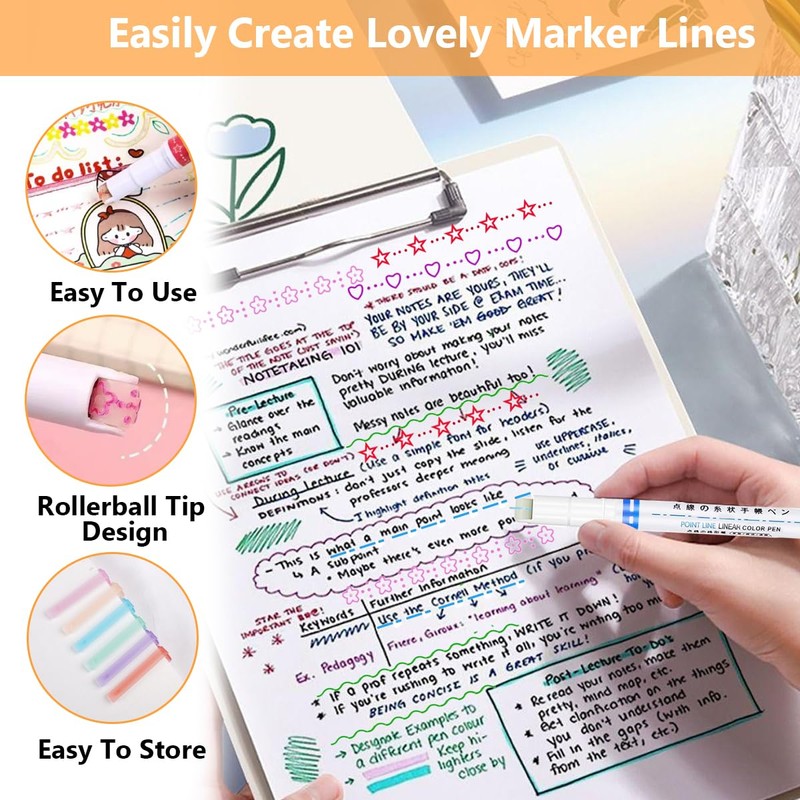 Pack of 12 Curve Highlighters, Coloured Curve Pens for Notes,