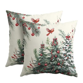 Kawani Christmas Pillow Covers 18x18 Inch Christmas Trees Decorative Throw Pillow Covers Set of 2 Winter Xmas Holiday Pillowcases Cushion Covers for Couch Indoor Outdoor Home Decor