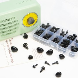 Zhbrchz 280pcs Black Plastic Safety Noses 5 Sizes Craft Triangle Nose with Washers for Amigurumi Crochet Bears Dog Stuffed Animals Doll Making