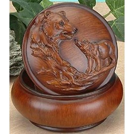 UG Faux Wood Bears Jewelry Trinket Box Collectible Decoration Container