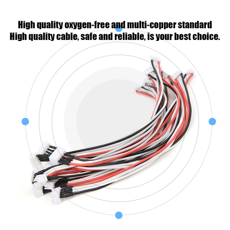 10pcs 20cm XH4P Male to Female Balance Extended Silicone Cable