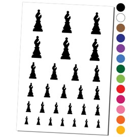 Chess Bishop Piece Temporary Tattoo Water Resistant Fake Body Art Set Collection - Black (One Sheet)