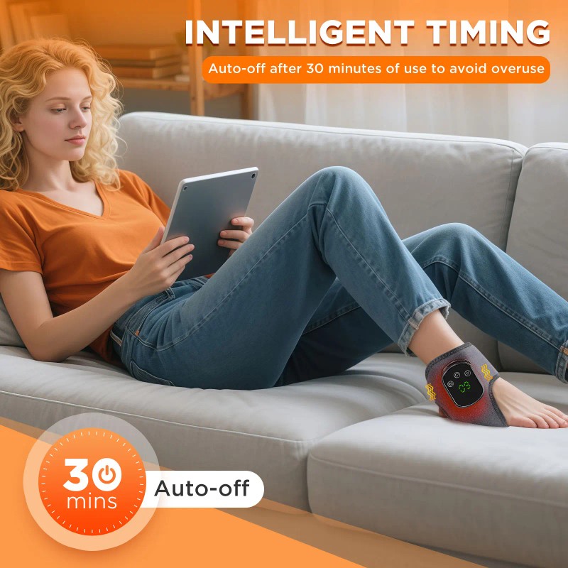 Cordless Electric Ankle Massager with Heat and Vibration Foot Warmer