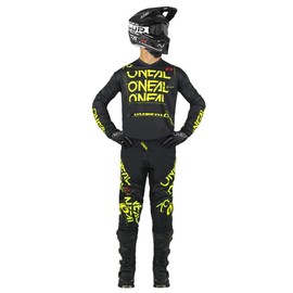 MX Outfit O'Neal Element Static Black Neon Men (W36/X-Large) Protective Pants Jersey dirt bike bundle motocross off-road combo set