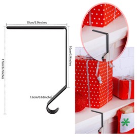 Christmas Stocking Holder Metal Hangers Ornament Hooks for Mantle Staircase (Black, 4)