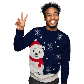 United Labels Christmas Jumper Polar Bear Ugly Sweater for Men Blue Sweatshirt 100% Polyacrylic, blue