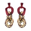 Kercisbeauty Red Leopard Print Acrylic Resin Chunky Earrings Big Statement