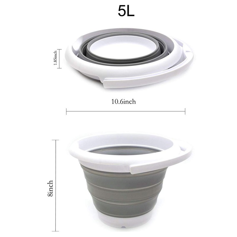 SAMMART 5L Collapsible Plastic Bucket - Foldable Round Tub -