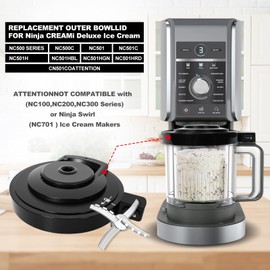 For CREAMi Deluxe Ice Cream Maker Outer Bowl Lid with paddle, Ice Cream Maker Accessories,Replacement Ninja Outer Bowl Lidwith Ninja NC501 Series