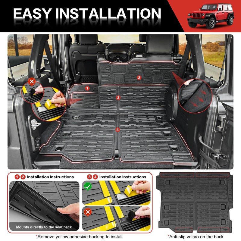Utiiy Cargo Liner with Seat Back Cover Fit for 2018-2025