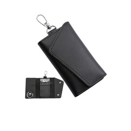 Key Case, Genuine Leather, 6 Layers, Trifold Card Key Case, Smart Key Case, Car Key Case, Large Capacity, Present, Men's, Women's,, black