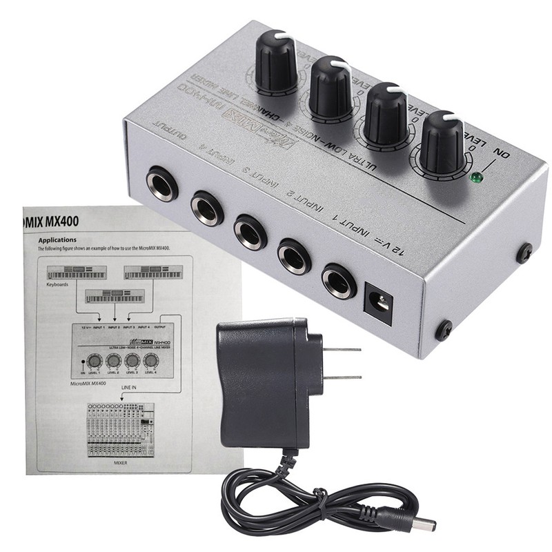 MX400 Ultra-compact Low Noise 4 Channels Line Mono Audio Mixer