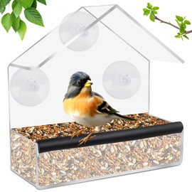 Fizdoqg Window Bird Feeder Outdoor Window Bird Feeders Clear feeders for Windows with 3 Strong Suction Cups for Small Birds Only, Acrylic