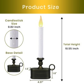 LitTerra Window Candles Battery Operated with Timer 8 Hours on and 16 Hours Off Led Warm White with Flicker Flame (Vintage Base)