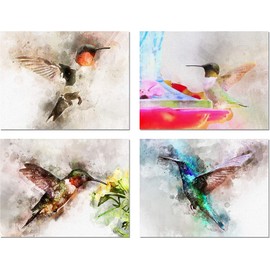 Small World Greetings Watercolor Hummingbird Note Cards 24 Count - Blank Inside with White Envelopes - A2 Size 5.5" x 4.25" - Summer Greeting Cards - Bird Stationery