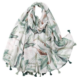 White Fang MA229 Women's Scarf, Shawl, Scarf, Rainforest, Print, Large, Stylish, Elegant, green