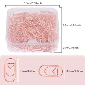 Pack of 200 Paper Clips Heart Paper Clips Metal Paper Clips Heart Rose Gold Paper Clips Love Small Paper Clips for Wedding Office School and Organisation of Personal Documents