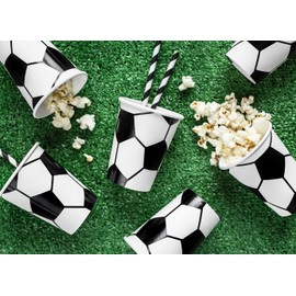 Disposable Paper Cups Set of 6 220 ml Drinking Cups Cardboard Children's Birthday Party Football Boy/Cup/Drinking Cup Made of Paper