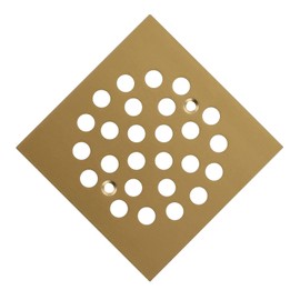 Square 4-1/4 Inch Screw-in Floor Drain Cover Replacement Stainless Steel Shower Drainer Grate with Screws (Brushed Golden)