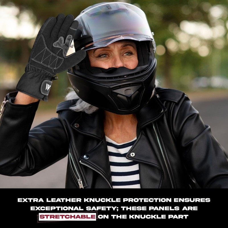 WFX Leather Motorbike Motorcycle Gloves Touchscreen Hard Knuckles Gloves Heavy