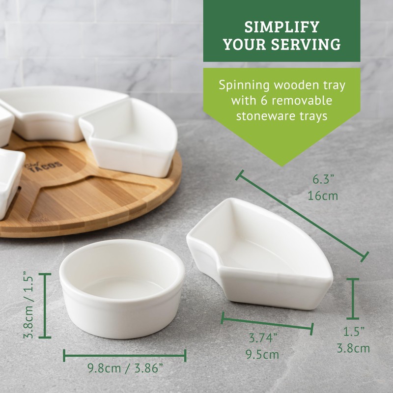 Chef Tacos Ceramic Taco Serving Platter - Divided Serving Tray