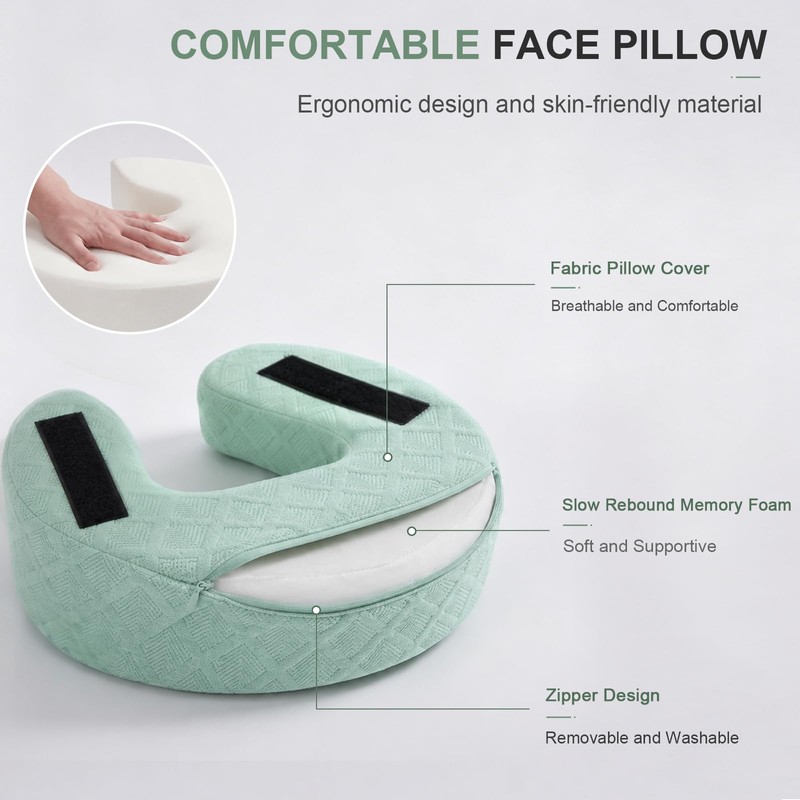 Massage Headrest for Bed with Arm Rest, Adjustable Massage Face