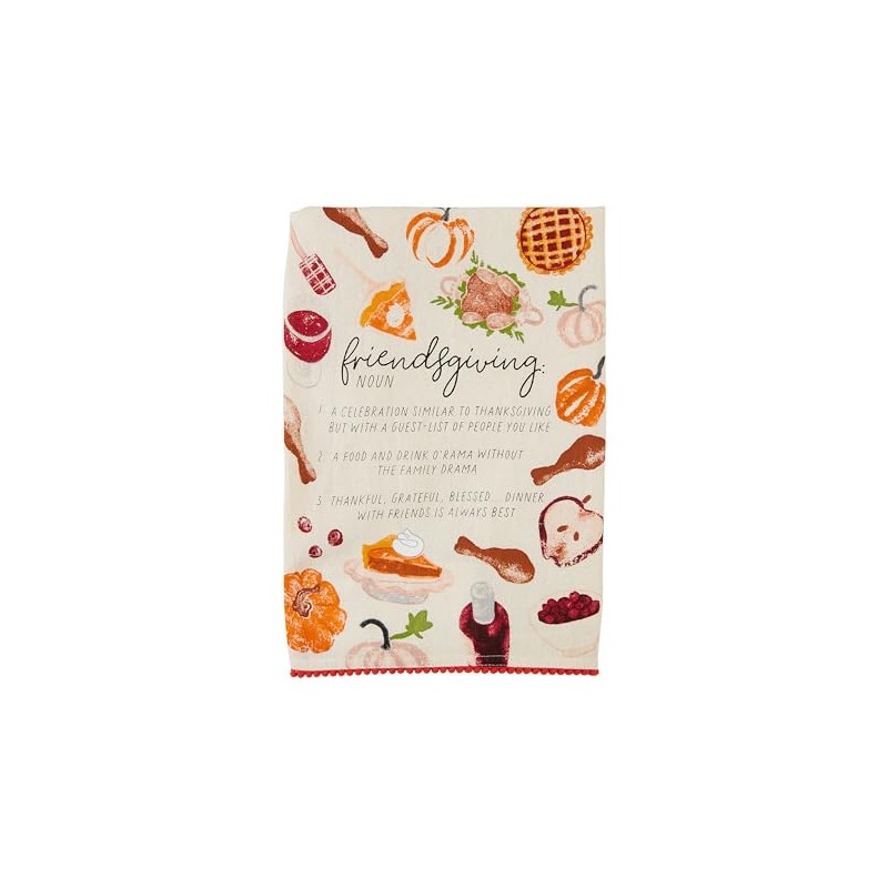 Mud Pie Trim Towel, Friendsgiving, 26" x 16 1/2"