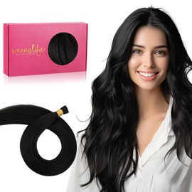WENNALIFE I Tip Real Hair Extensions, 50 g, 50 Strands, 45 cm, Natural Black Hair Extensions, Bonding Real Hair Extensions, Professional Hair Extensions, Invisible Straight Straight Real Human Hair